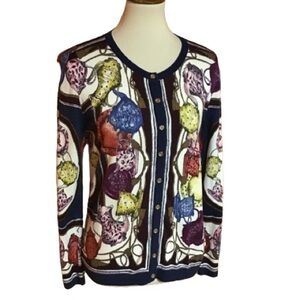 Talbots kitschy teapots cardigan